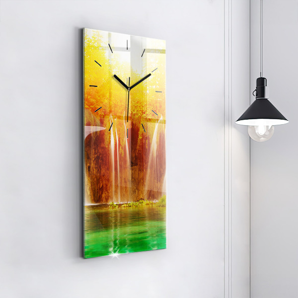 Modern vertical wall clock View of the waterfall