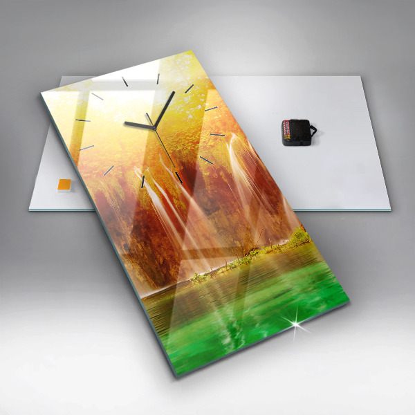 Modern vertical wall clock View of the waterfall