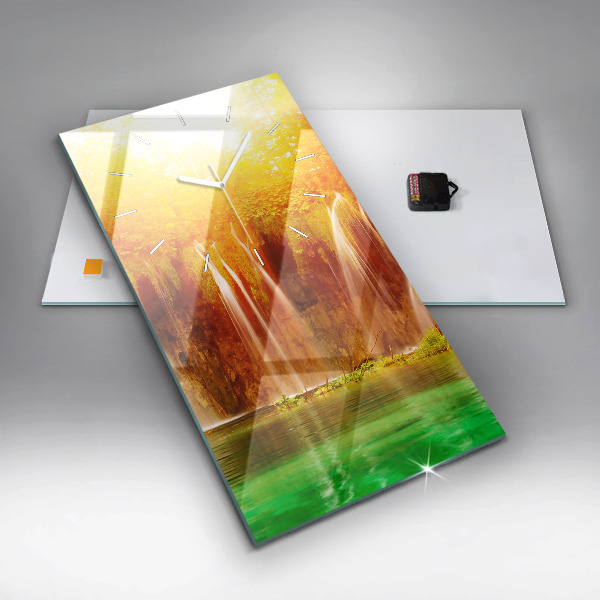 Modern vertical wall clock View of the waterfall