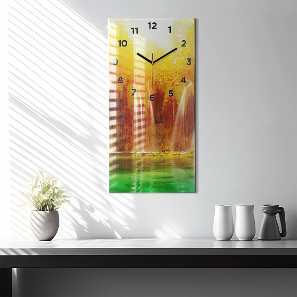 Modern vertical wall clock View of the waterfall