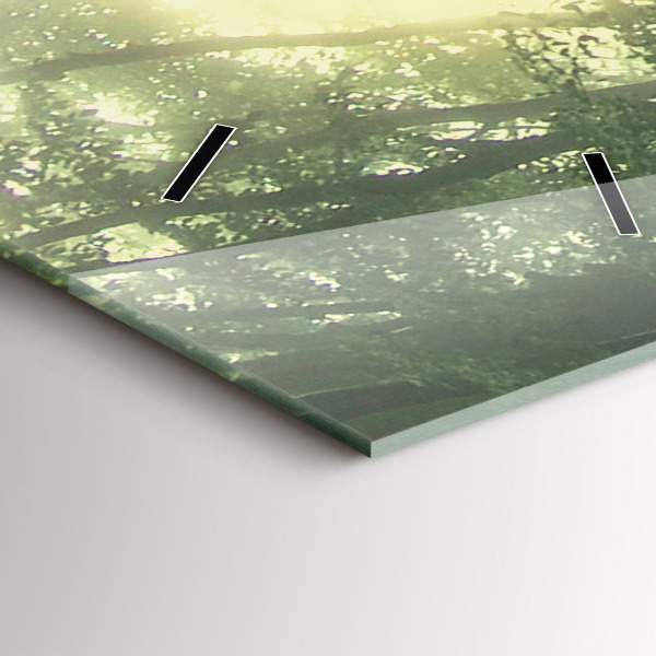 Modern vertical wall clock Misty forest in the morning