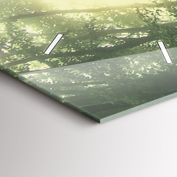 Modern vertical wall clock Misty forest in the morning