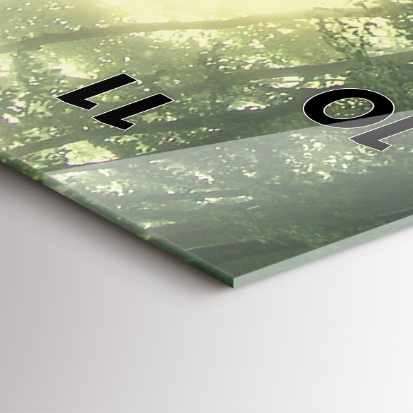 Modern vertical wall clock Misty forest in the morning