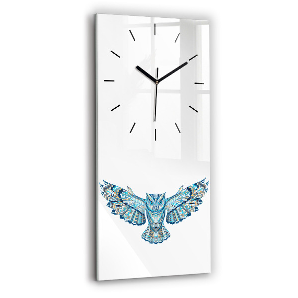 Modern vertical wall clock Owl in flight