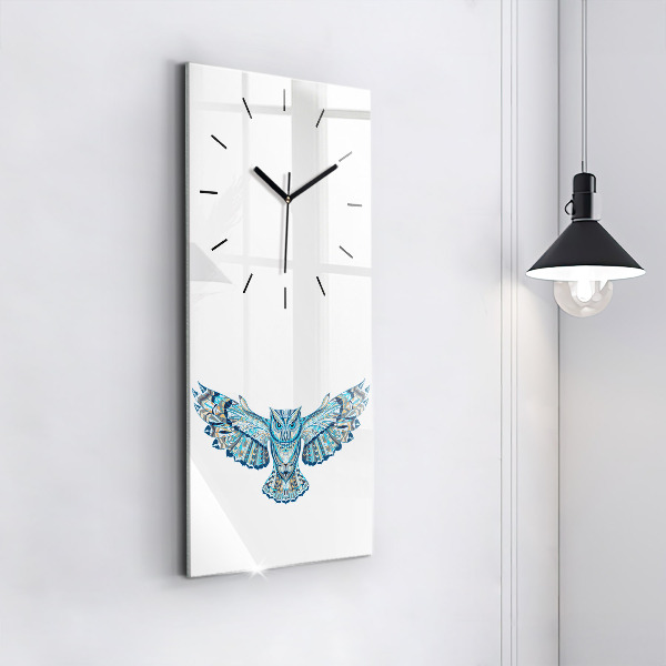 Modern vertical wall clock Owl in flight