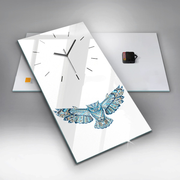 Modern vertical wall clock Owl in flight