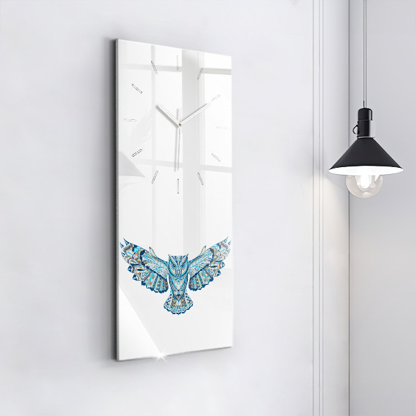 Modern vertical wall clock Owl in flight