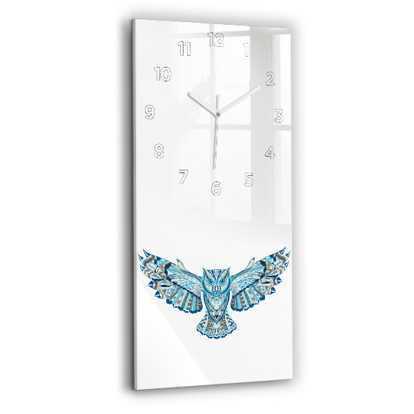 Modern vertical wall clock Owl in flight