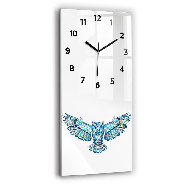 Modern vertical wall clock Owl in flight