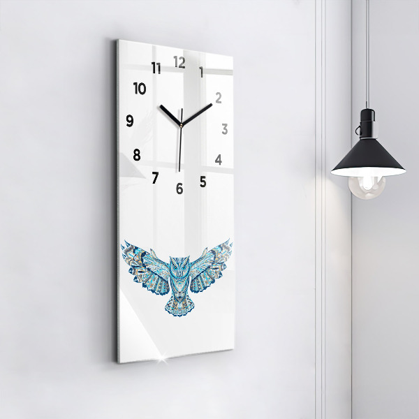 Modern vertical wall clock Owl in flight
