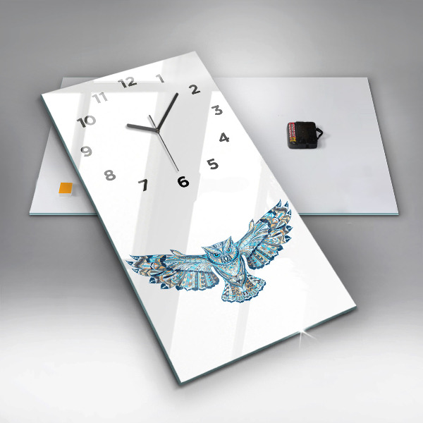 Modern vertical wall clock Owl in flight