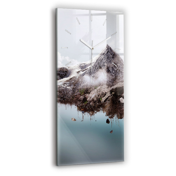 Modern vertical wall clock Flying Island and Waterfall