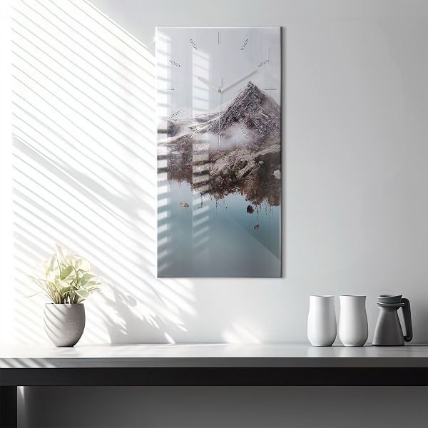 Modern vertical wall clock Flying Island and Waterfall