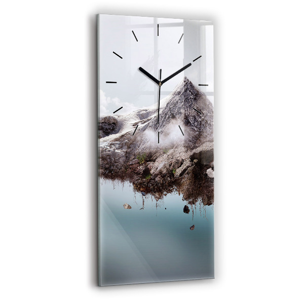 Modern vertical wall clock Flying Island and Waterfall