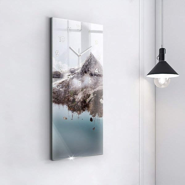 Modern vertical wall clock Flying Island and Waterfall