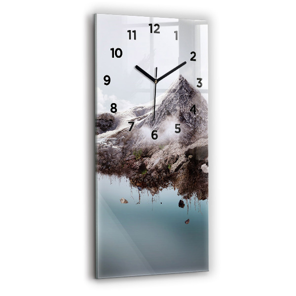Modern vertical wall clock Flying Island and Waterfall