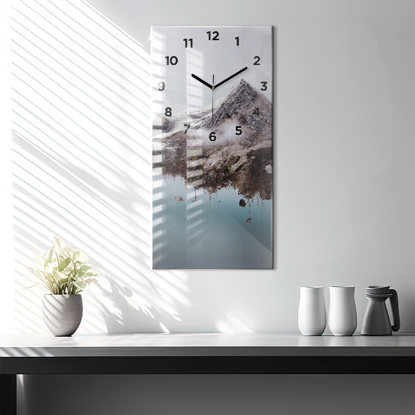 Modern vertical wall clock Flying Island and Waterfall