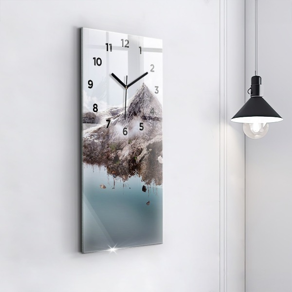 Modern vertical wall clock Flying Island and Waterfall