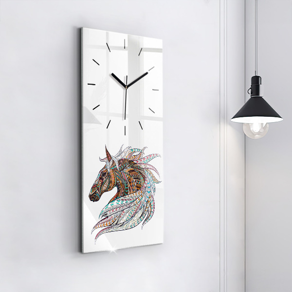 Modern vertical wall clock Horse illustration