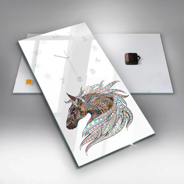 Modern vertical wall clock Horse illustration