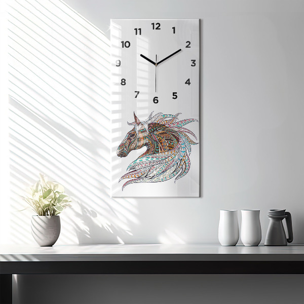Modern vertical wall clock Horse illustration