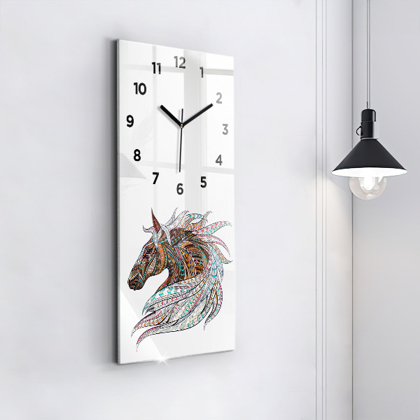 Modern vertical wall clock Horse illustration