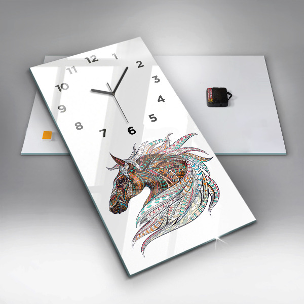 Modern vertical wall clock Horse illustration