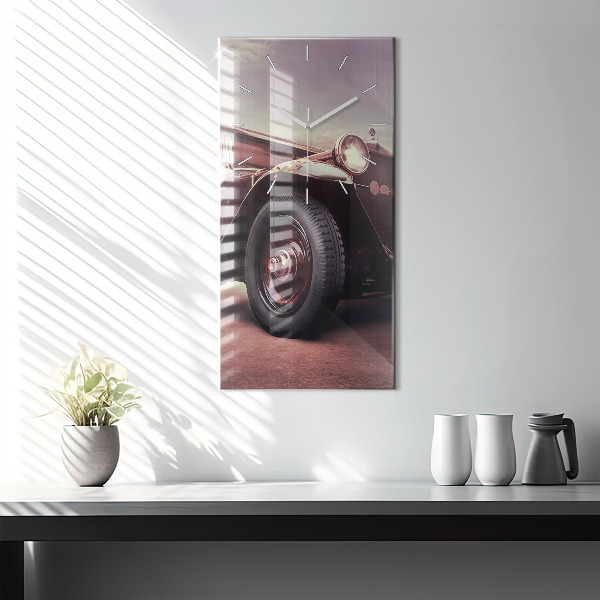 Modern vertical wall clock Vintage car