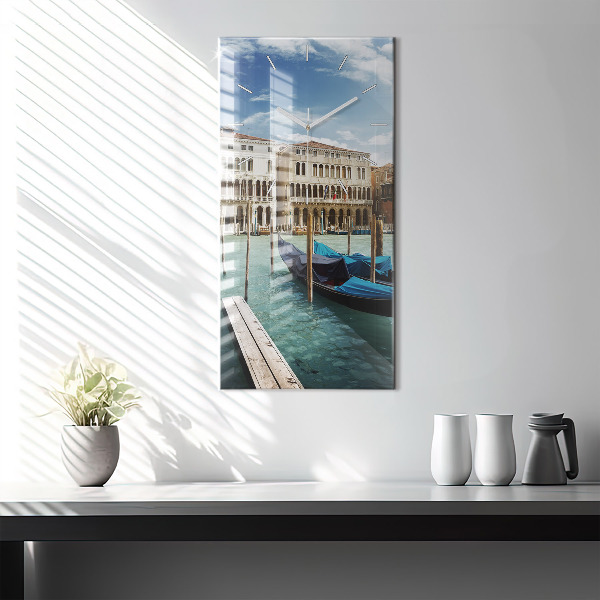 Modern vertical wall clock Gondolas Venice Italy