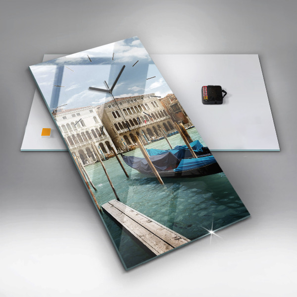 Modern vertical wall clock Gondolas Venice Italy