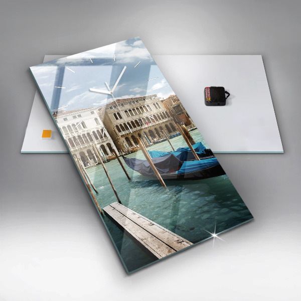 Modern vertical wall clock Gondolas Venice Italy
