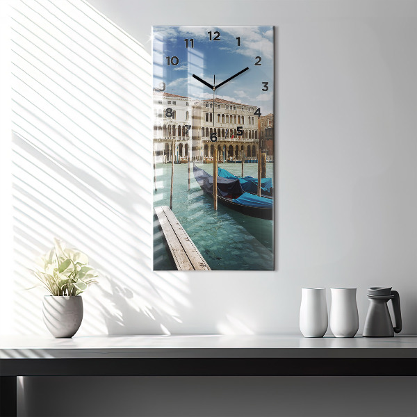 Modern vertical wall clock Gondolas Venice Italy