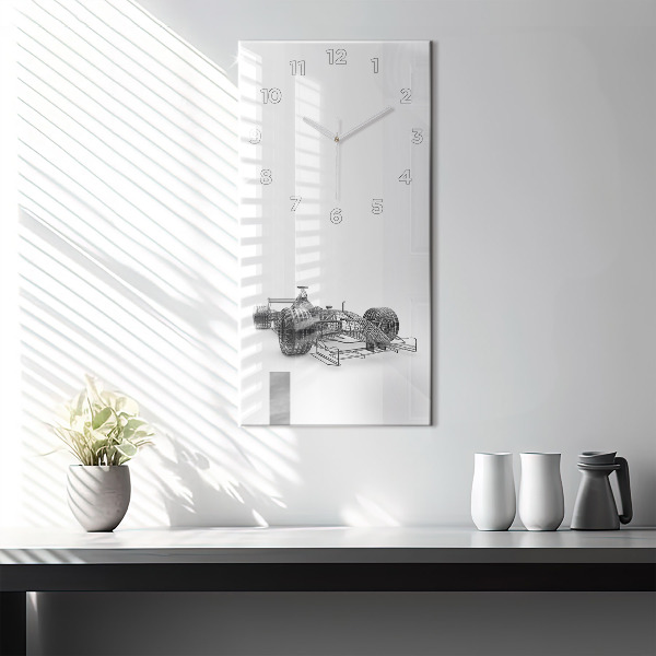 Modern vertical wall clock F1 car design