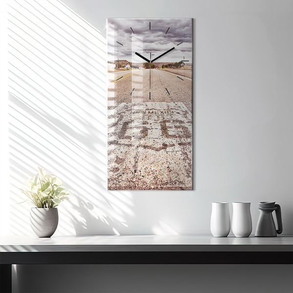 Modern vertical wall clock Route 66 USA
