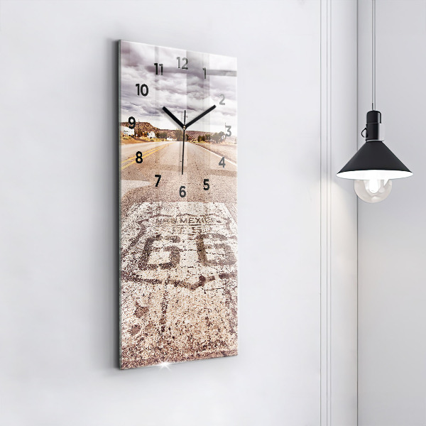 Modern vertical wall clock Route 66 USA