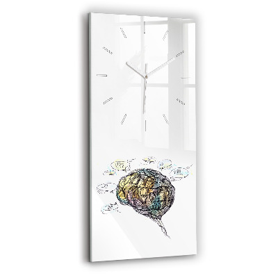 Modern vertical wall clock Artistic representation of the brain
