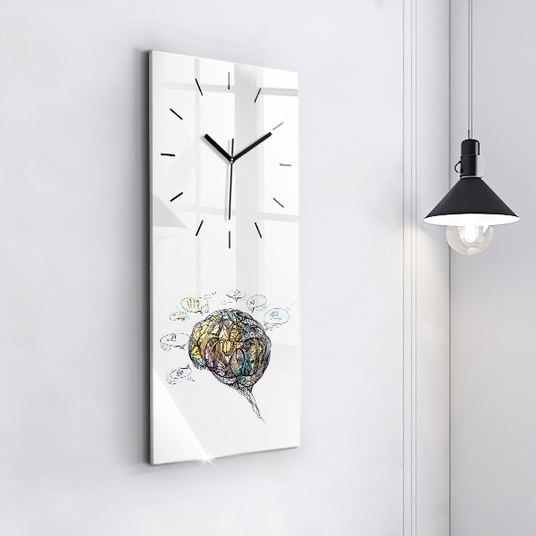 Modern vertical wall clock Artistic representation of the brain