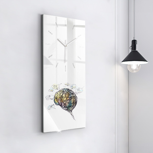 Modern vertical wall clock Artistic representation of the brain