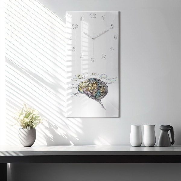 Modern vertical wall clock Artistic representation of the brain
