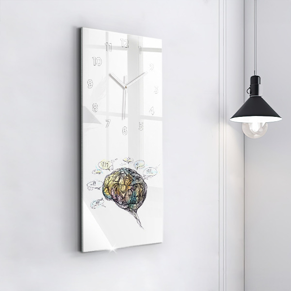 Modern vertical wall clock Artistic representation of the brain