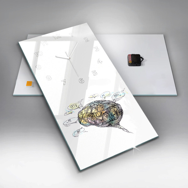 Modern vertical wall clock Artistic representation of the brain