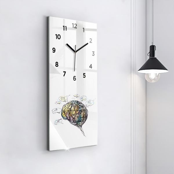 Modern vertical wall clock Artistic representation of the brain