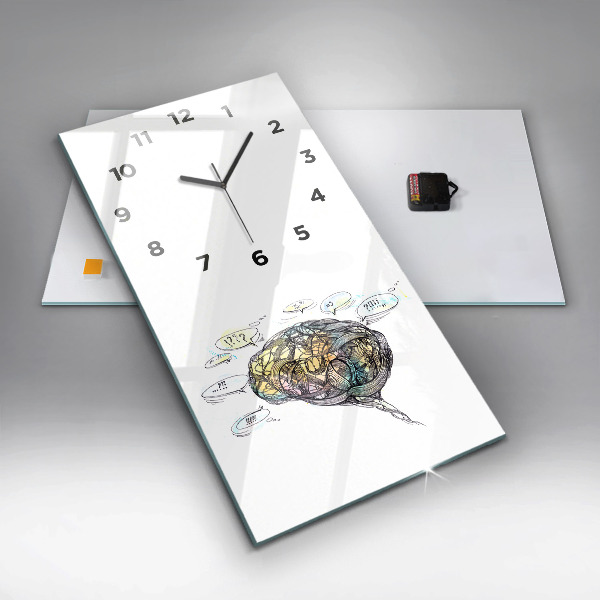 Modern vertical wall clock Artistic representation of the brain