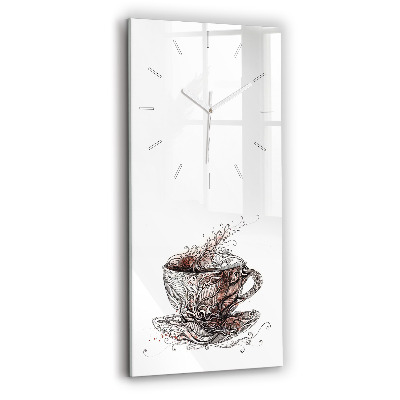 Modern vertical wall clock Cup of Coffee