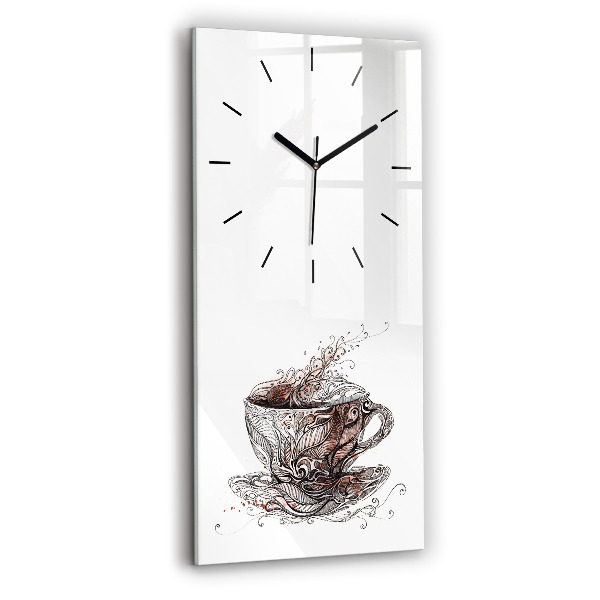Modern vertical wall clock Cup of Coffee