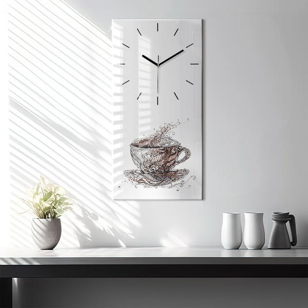 Modern vertical wall clock Cup of Coffee