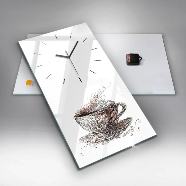 Modern vertical wall clock Cup of Coffee