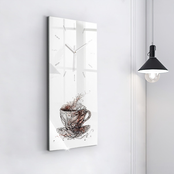 Modern vertical wall clock Cup of Coffee