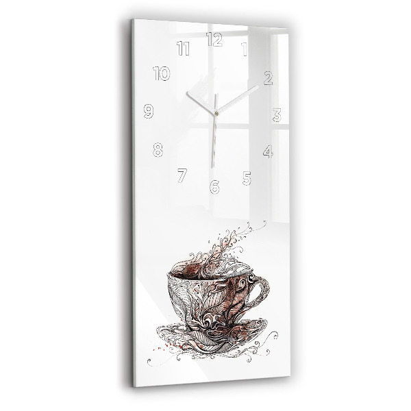 Modern vertical wall clock Cup of Coffee