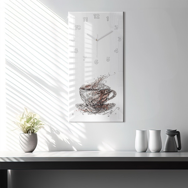 Modern vertical wall clock Cup of Coffee